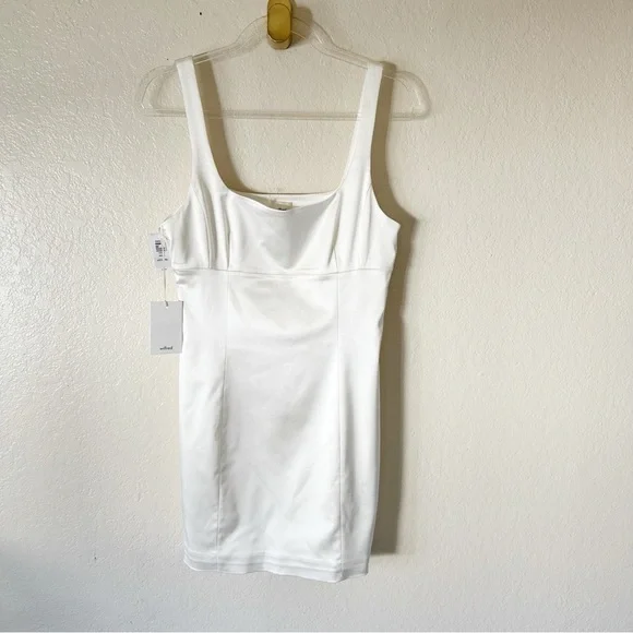 Aritzia Cream Square Neck Fitted Mini Dress - Picture 7 of 13